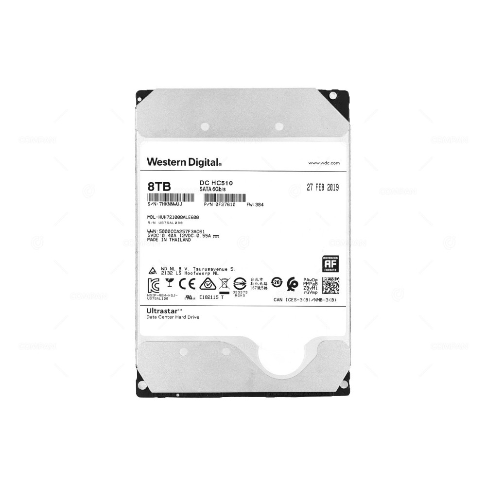 HUH721008ALE600  WD ULTRASTAR DC HC510 8TB 6G SATA 7.2K 512E 3.5 LFF 256MB CACHE HDD