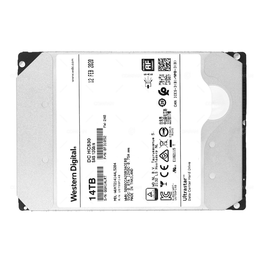 WUH721414AL5204  WD ULTRASTAR DC HC530 14TB 12G SAS 7.2K 512E 3.5 LFF 512MB CACHE HDD