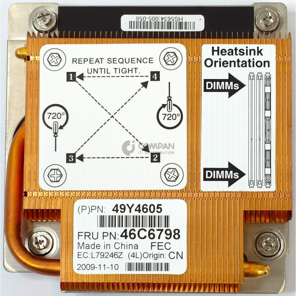 46C6798 IBM HEATSNIK FOR X3250 M3 49Y4605