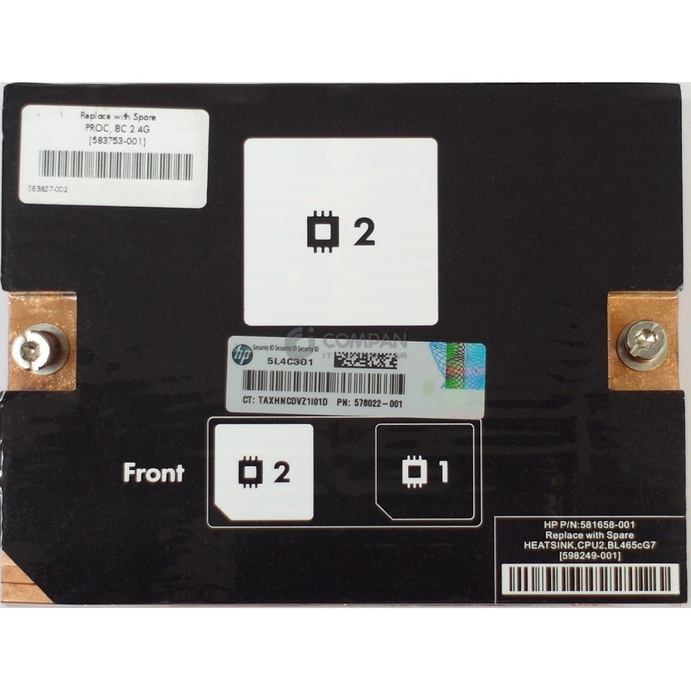 598249-001 HP PROLIANT HEATSINK FOR BL465C G7 CPU2 581658-001