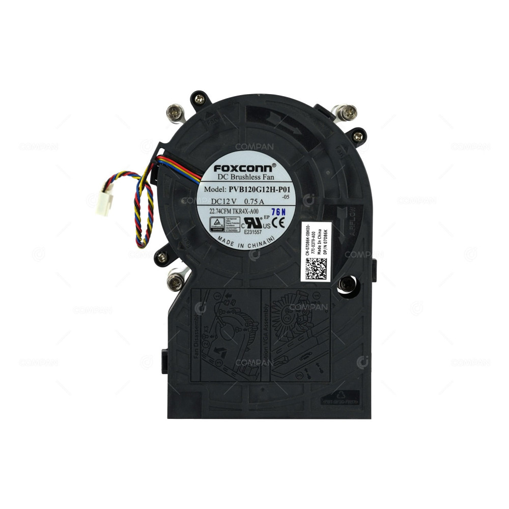 7D86K DELL HEATSINK AND FAN SCREW DOWN TYPE FOR OPTIPLEX 3020 3050 5040 7010 7040 7050 9010 PRECISION TOWER 3620 07D86K, TKR4X, 0TKR4X