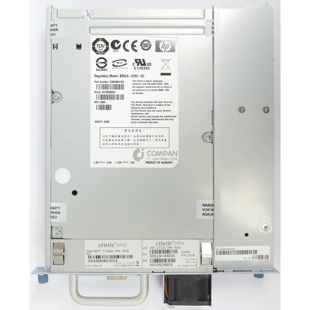 467729-001 HP LTO4 ULTRIUM 1760 SAS HH TAPE DRIVE