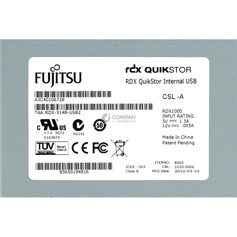 A3C40106728 FUJITSU RDX1000 QUIKSTOR INTERNAL USB BACKUP DRIVE