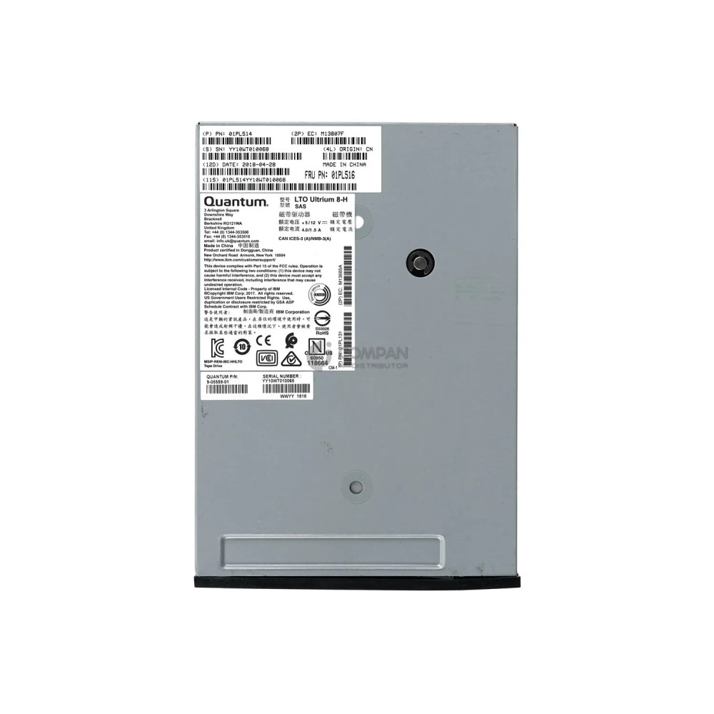 9-05559-01 QUANTUM ULTRIUM LTO-8 SAS INTERNAL TAPE DRIVE 01PL514, 01PL516, LTO-ULTRIUM 8-H
