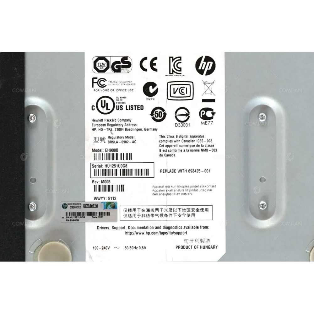 693425-001 HP LTO-5 ULTRIUM 3280 SAS EXTERNAL TAPE DRIVE EH900B, BRSLA-0902-AC
