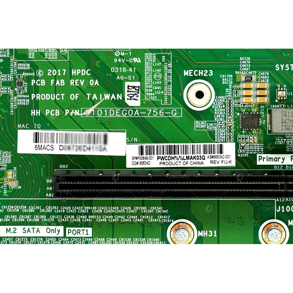 P00648-001 HP DUAL SOCKET SP3 32 MEMORY SLOTS  MAINBOARD FOR PROLIANT DL385 G10 866342-001