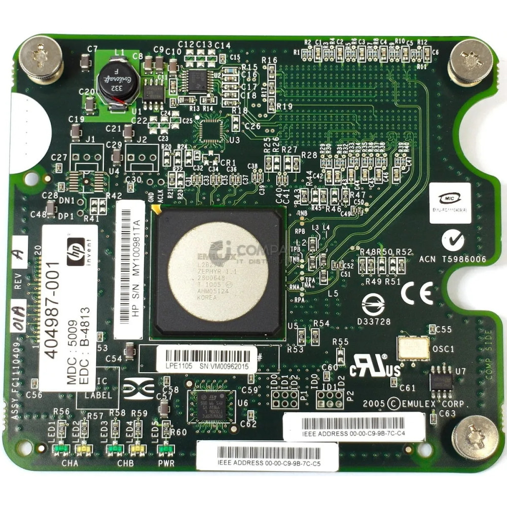405921-001 HP EMULEX LPE1105 4GB FC MEZZANNINE CARD 403621-B21