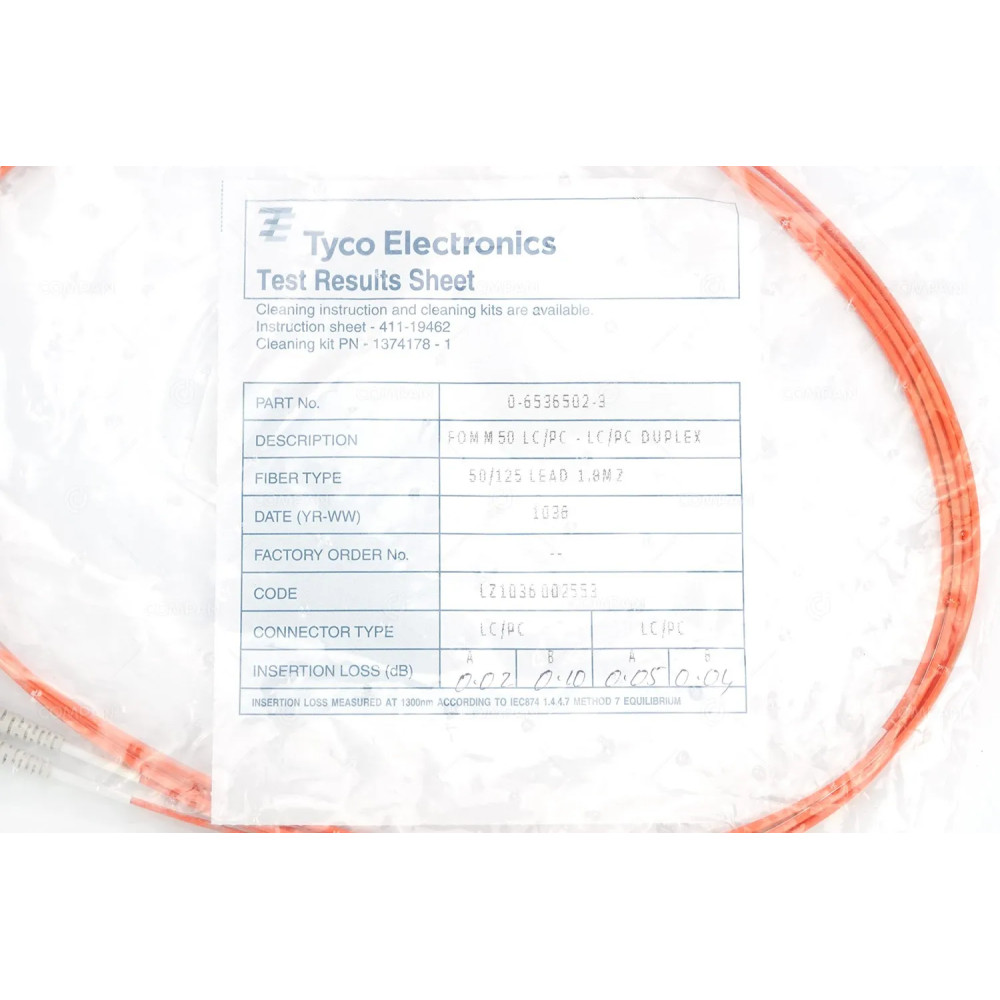 0-6536502-3 TYCO ELECTRONICS DUPLEX LC FIBER OPTICAL CABLES 3M