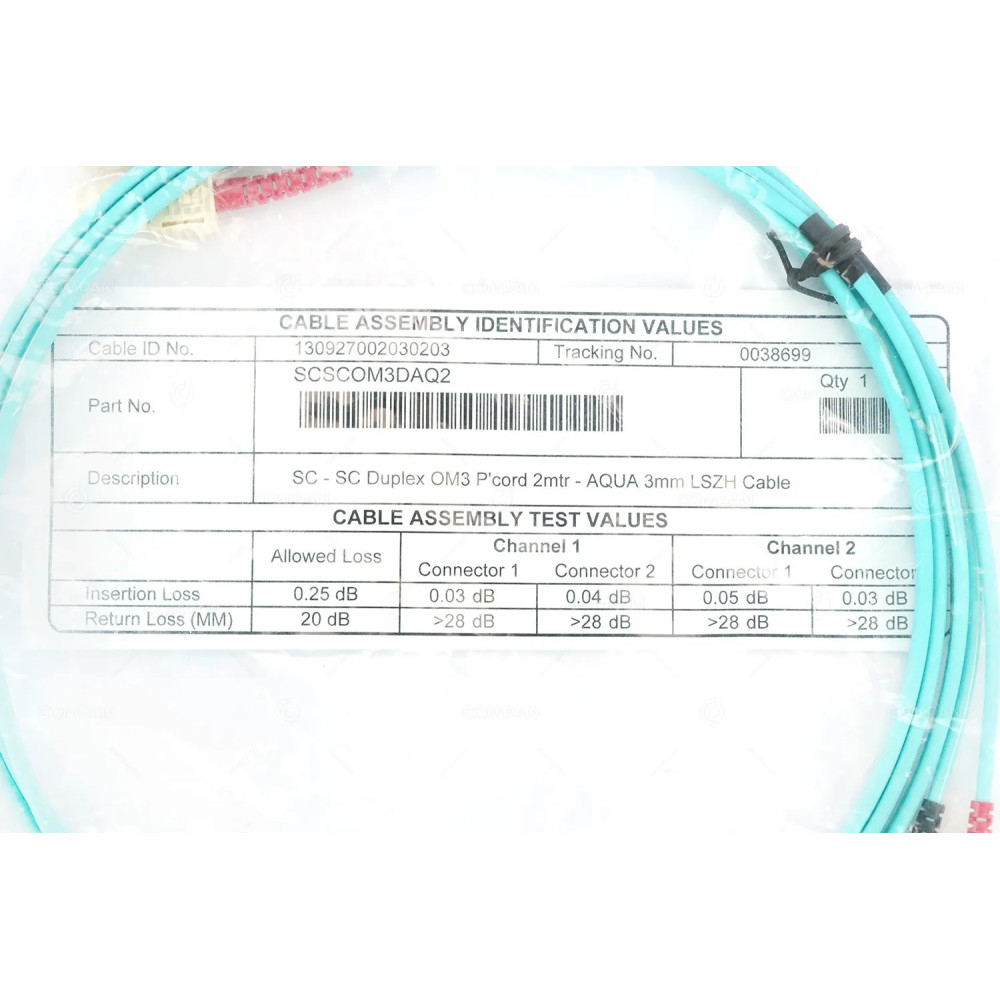 SCSCOM3DAQ2 DUPLEX SC 10G OM3 FIBER OPTICAL CABLE 2M