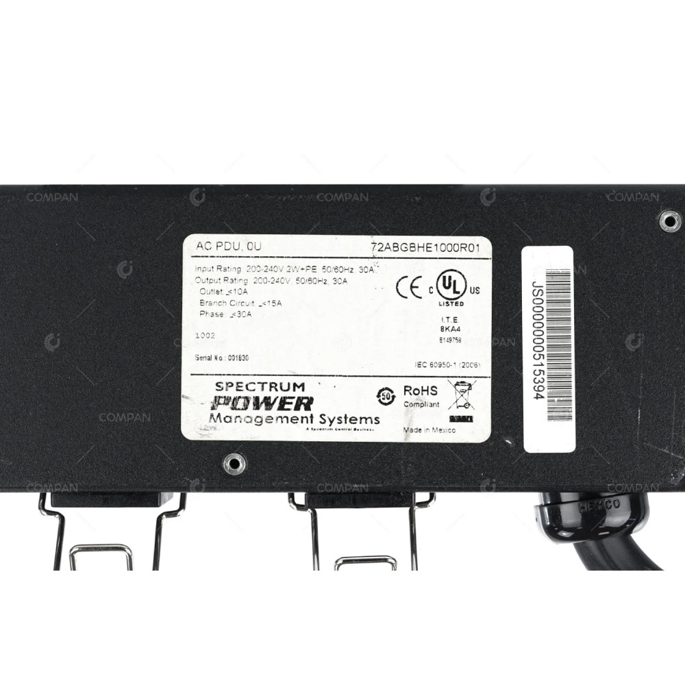 150-00009 NETAPP DUAL PDU 2X 8 C13 10A OUTLETS 15A BRANCH CIRCUT COMBINED 32A 3 PIN PLUG 72ABGBHE1000R01