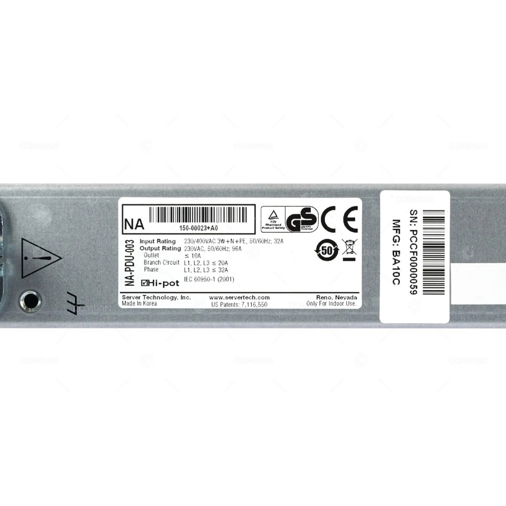150-00023 NETAPP 96A OUTPUT THREE-PHASE  PDU 24X C13 OUTLETS 32A 5 PIN PLUG BA10C, NA-PDU-003