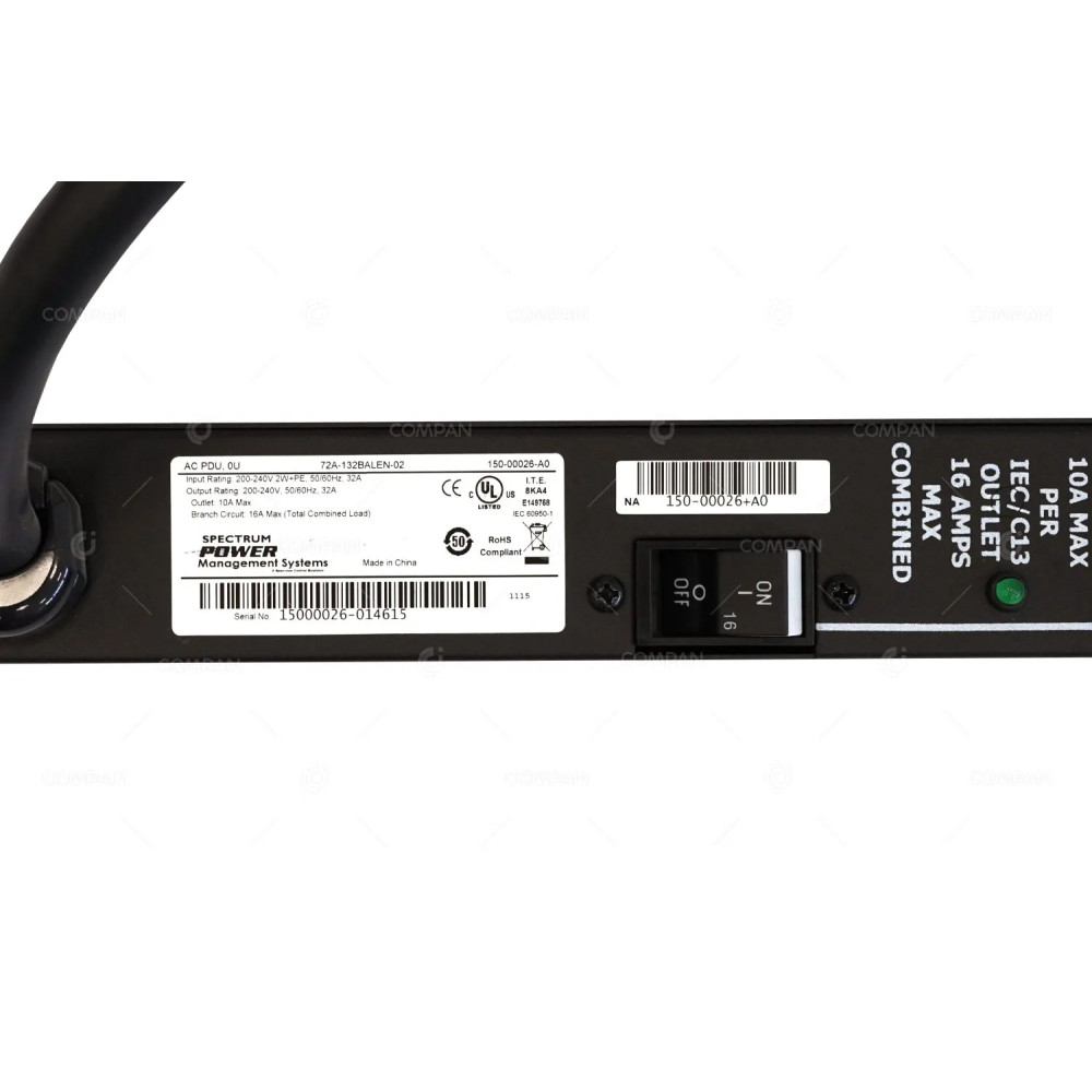 150-00026 NETAPP SINGLE-PHASE 16A PDU 16A 2P+PE PLUG 72A-132BALEN-02