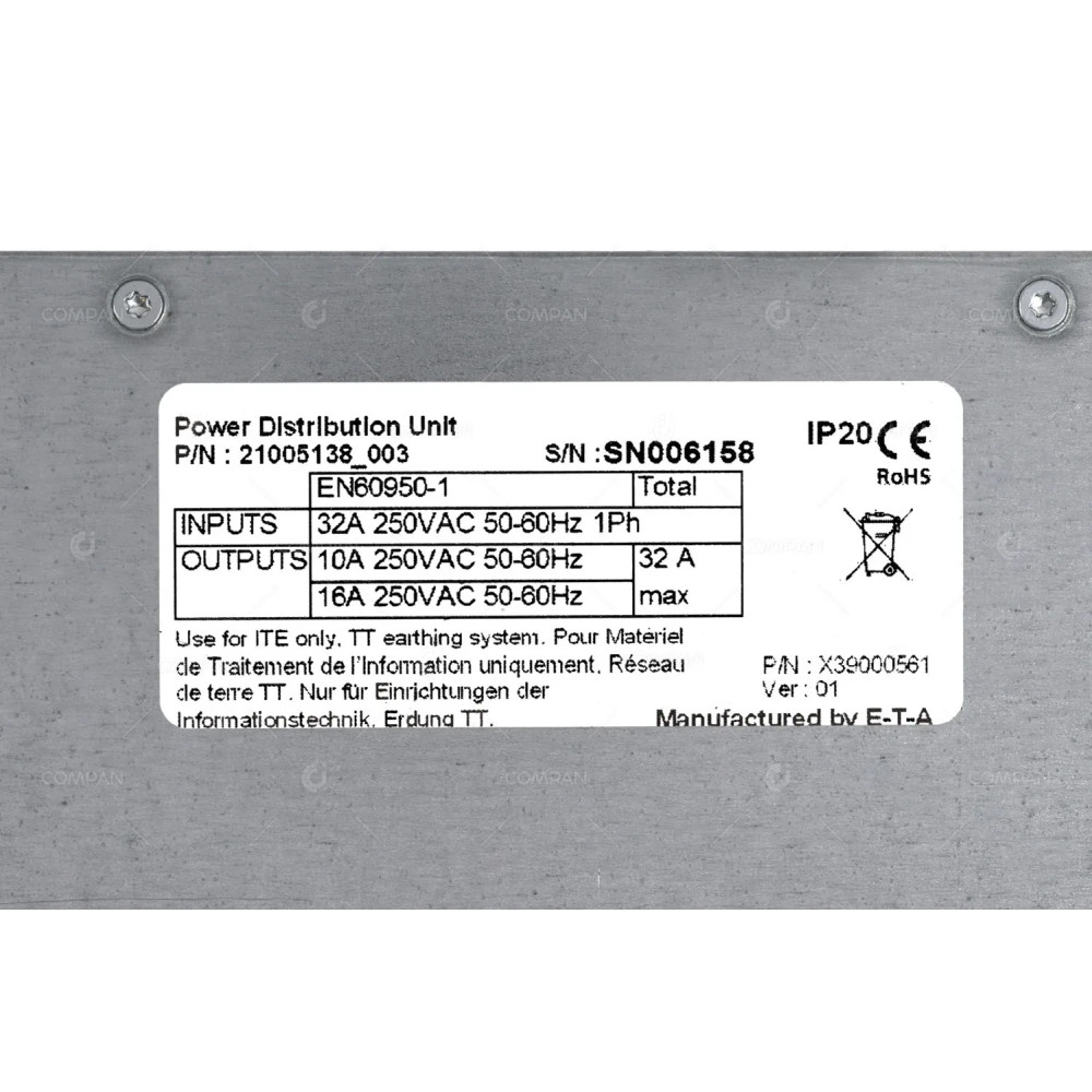 21005138-003 BULL PDU INPUT 2P+PE 32A OUTPUT 12X C13 X39000561