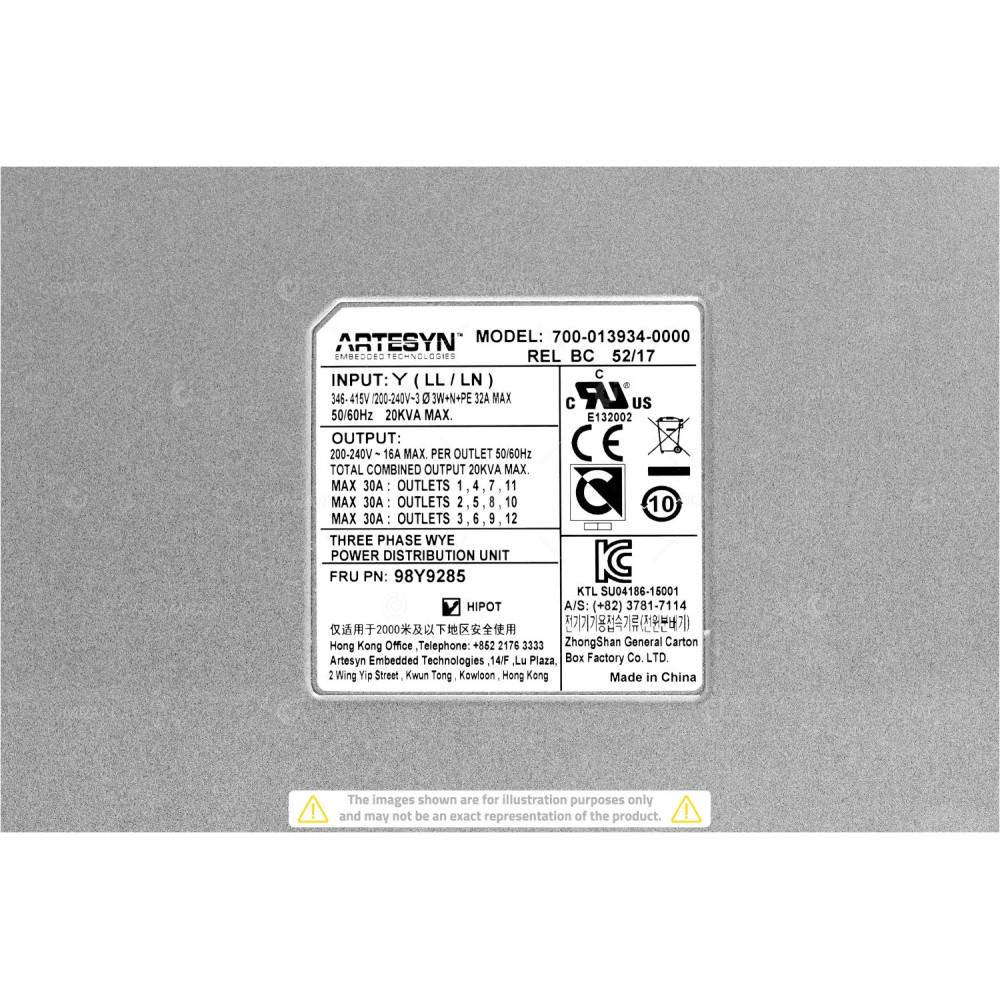 98Y9285 IBM 3PHASE 12X C19 32A PDU 700-013934-0000