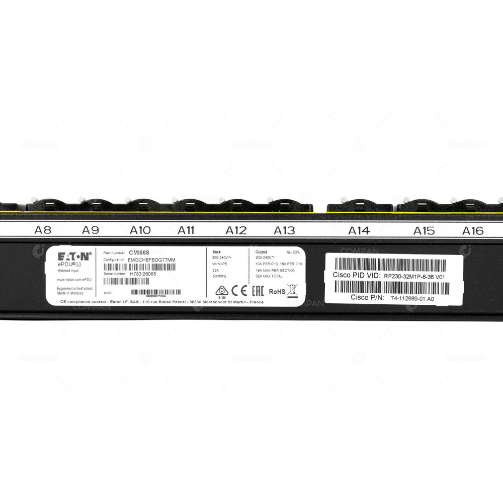 CMI568 EATON CMI568 CISCO 74-112989-01 C13 19 200-240V 32A PDU 74-112989-01, RP230-32M1P-6-36