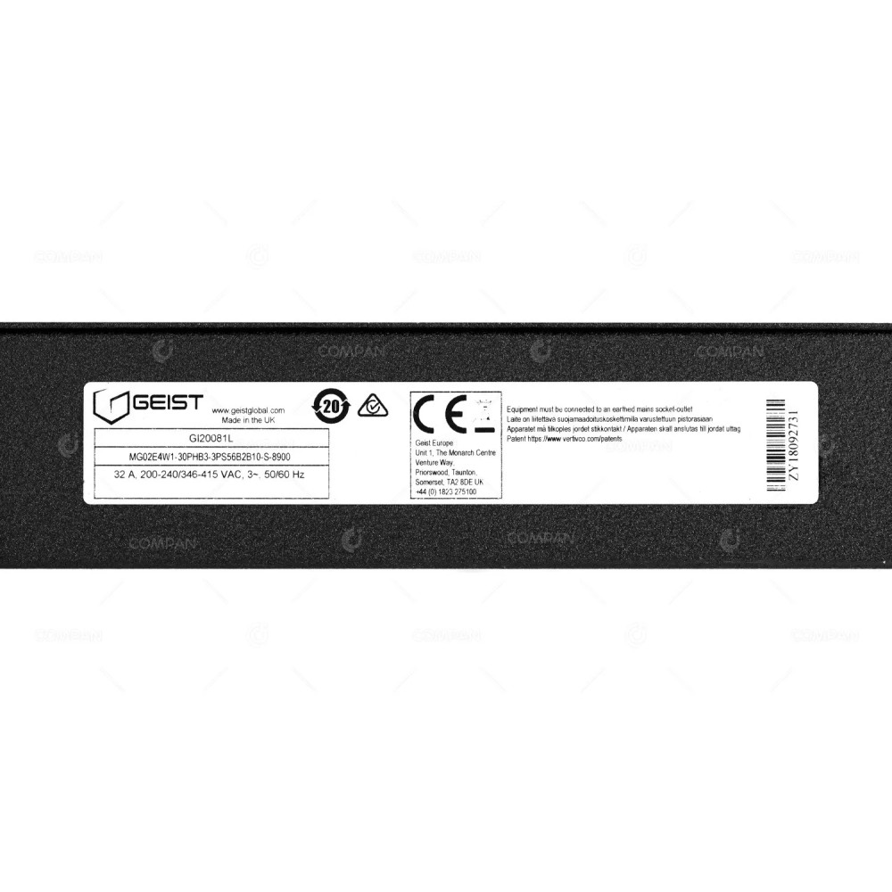 GI20081L GEIST GI20081L 18X C13 12X C19 32A 3 PHASE PDU MG02E4W1-30PHB3-3PS56B2B10-S-8900