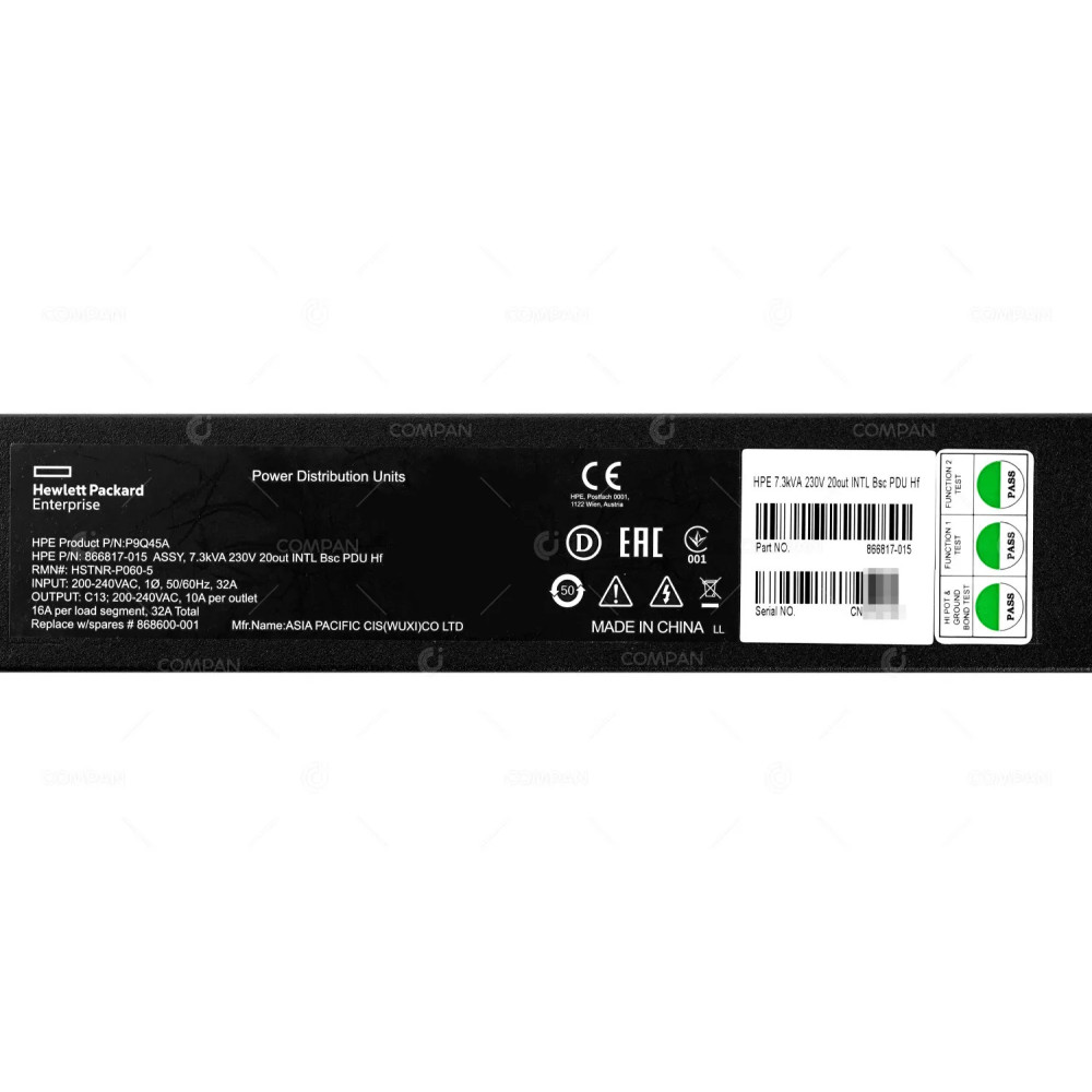 P9Q45A HPE PDU 32A 20X C13 WITHOUT PLUG 866817-015 868600-001