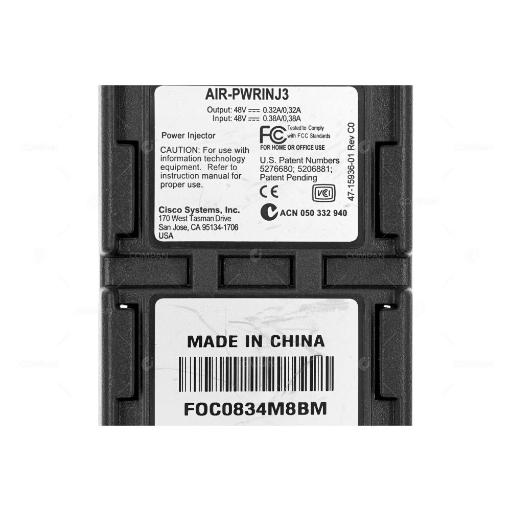 AIR-PWRINJ3  CISCO 48V 0.32A AIRONET POWER INJECTOR FOR 1100 1130AG 1200 1230AG 1240