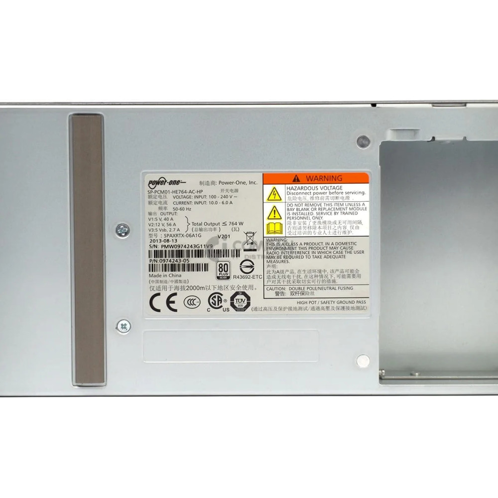 0974243-05 HPE 764W 80+ SILVER POWER SUPPLY FOR HPE 3PAR STORESERV 7200 7400