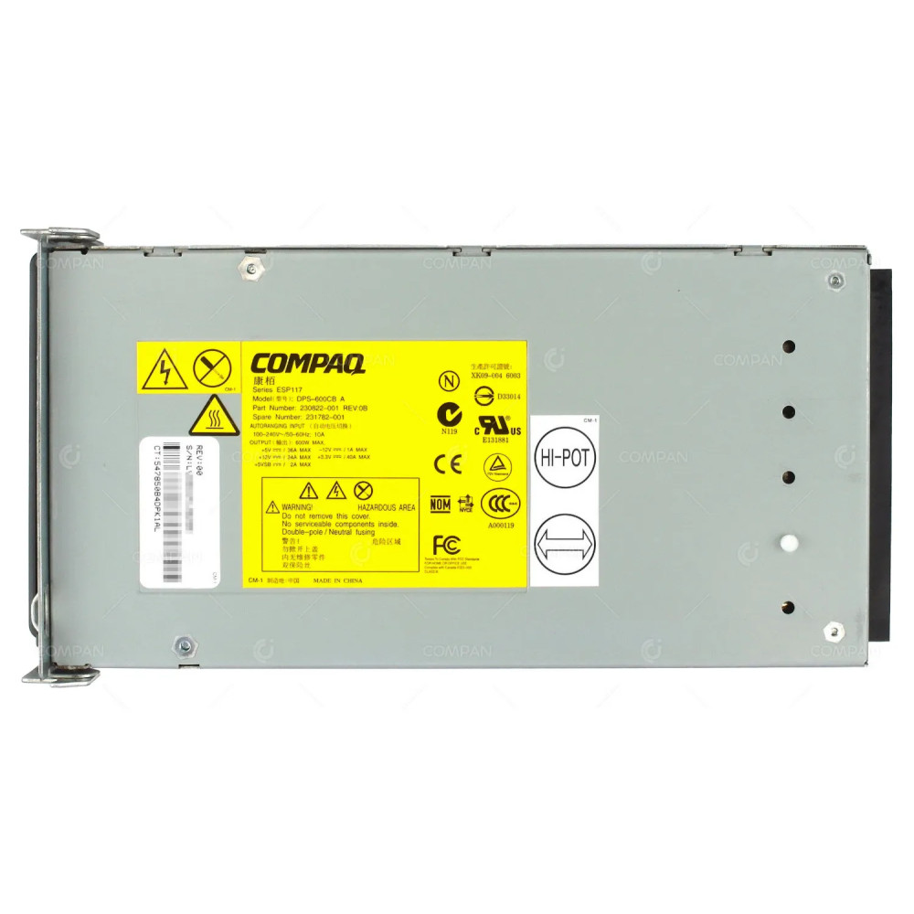 231782-001 HP 600W POWER SUPPLY FOR HP PROLIANT ML530 570 G2