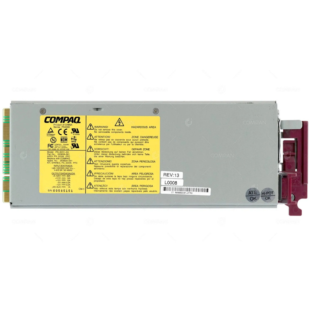 283623-001 HP 225W POWER SUPPLY FOR COMPAQ PROLIANT 1850R