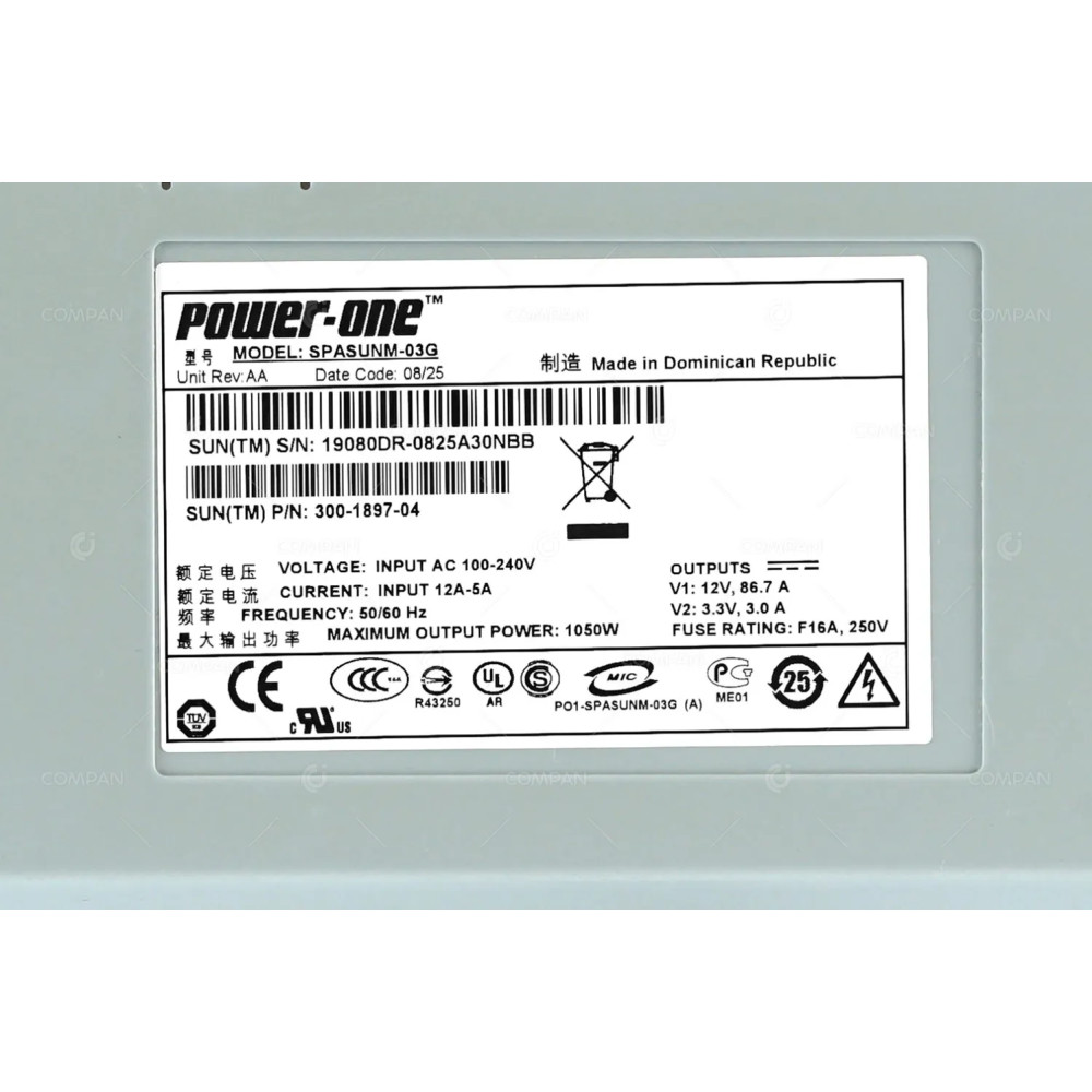 300-1897-04 SUN 1050W POWER SUPPLY FOR SUN FIRE X4440