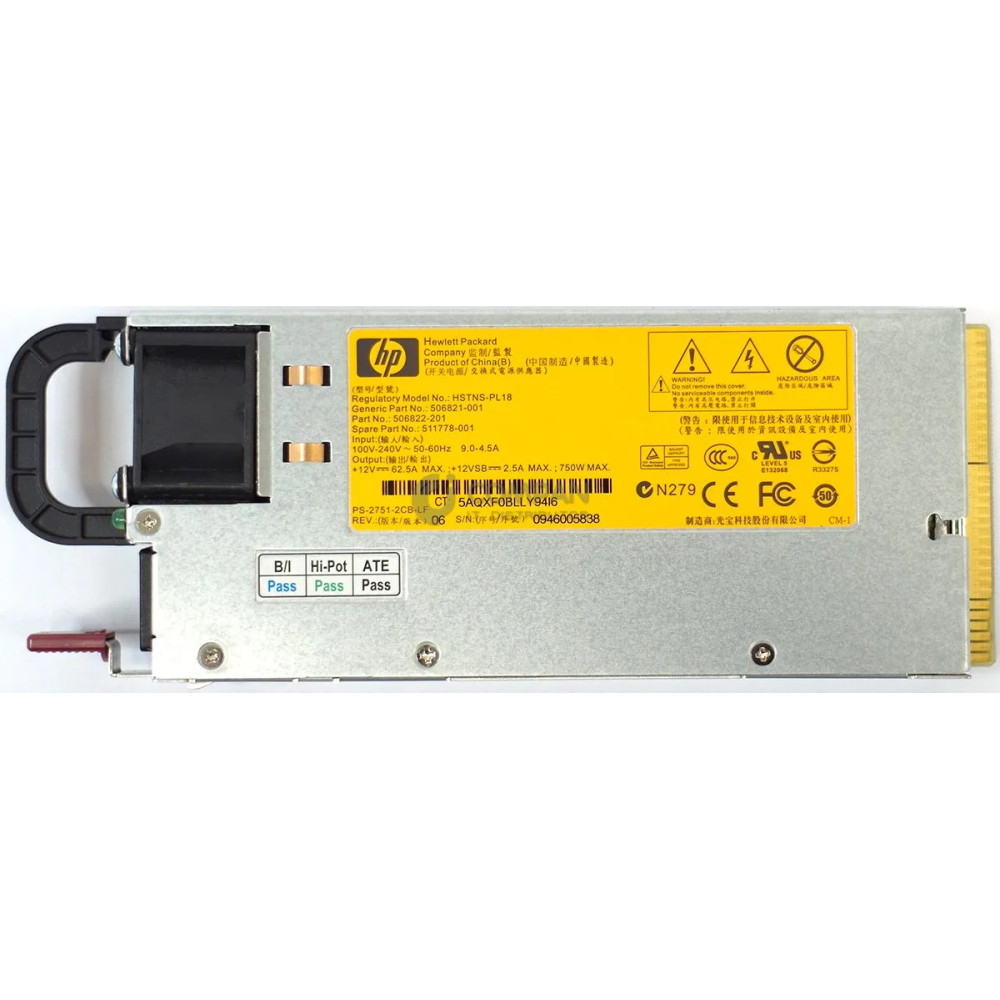 511778-001 HP 750W GOLD POWER SUPPLY FOR HP PROLIANT