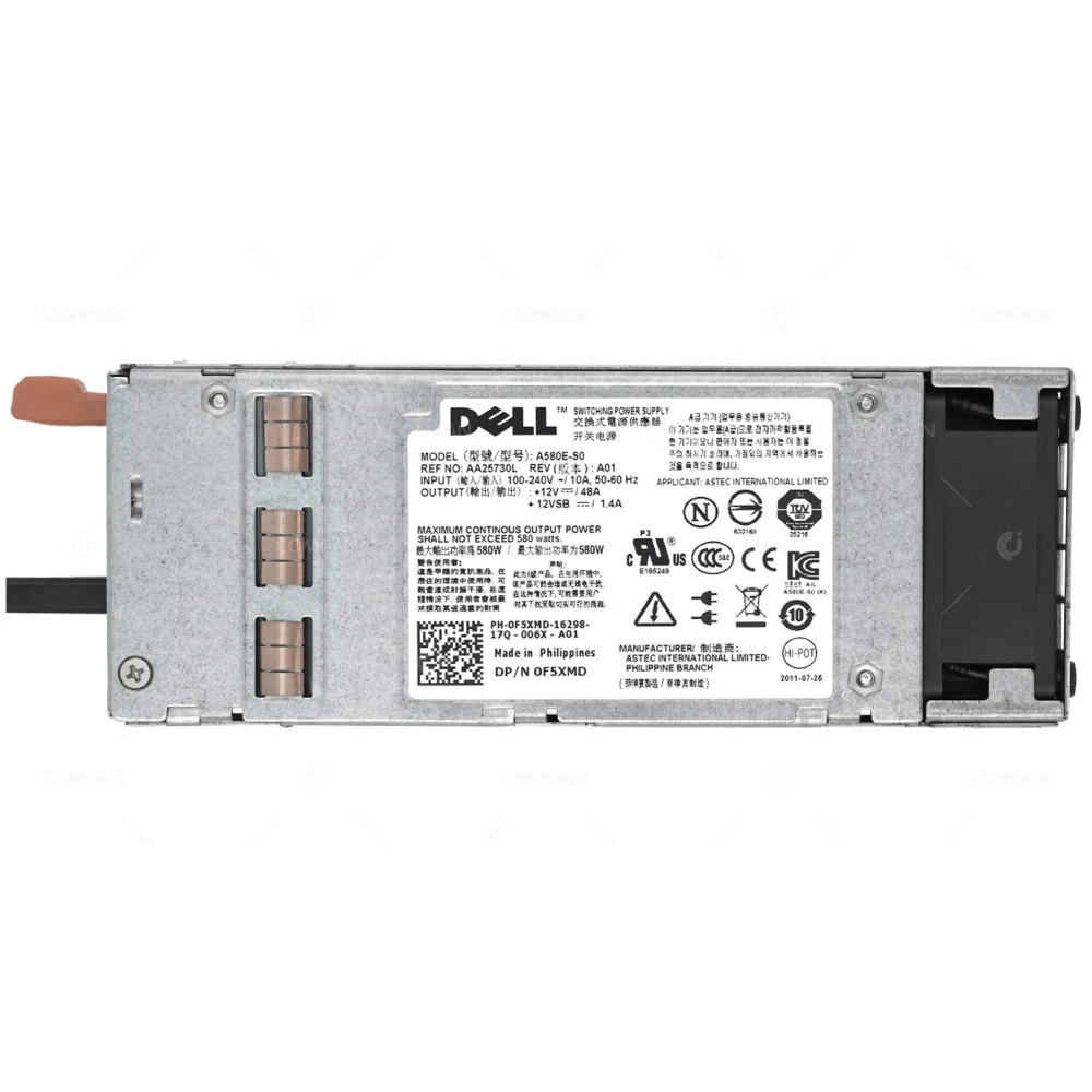 F5XMD / DELL 580W POWER SUPPLY FOR DELL POWEREDGE T410