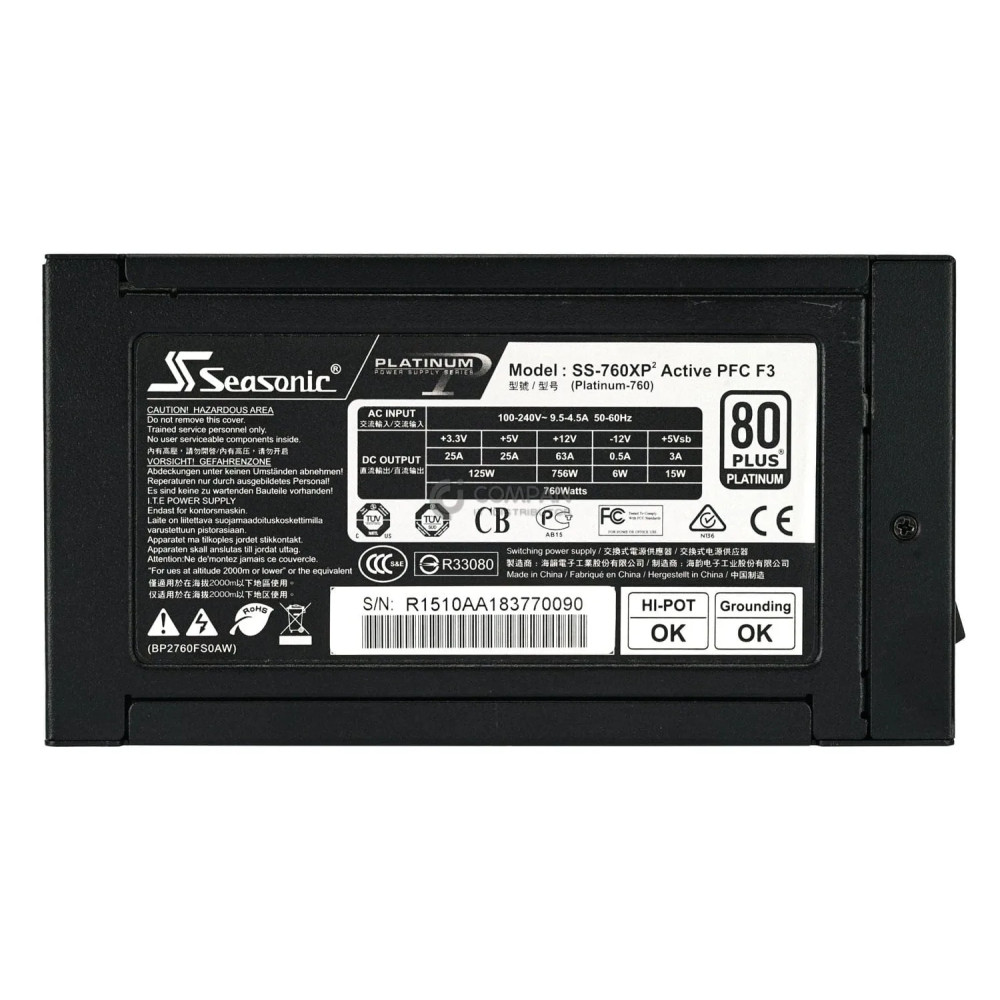 SS-760XP / SEASONIC 760W PSU 80+ PLATINUM WITH ACTIVE PFC PLATINUM-760