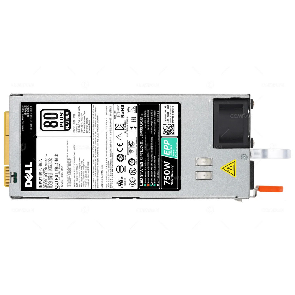 Y9VFC DELL POWER SUPPLY 750W 80+ PLATINUM FOR R630 R730 R730XD T430 T630