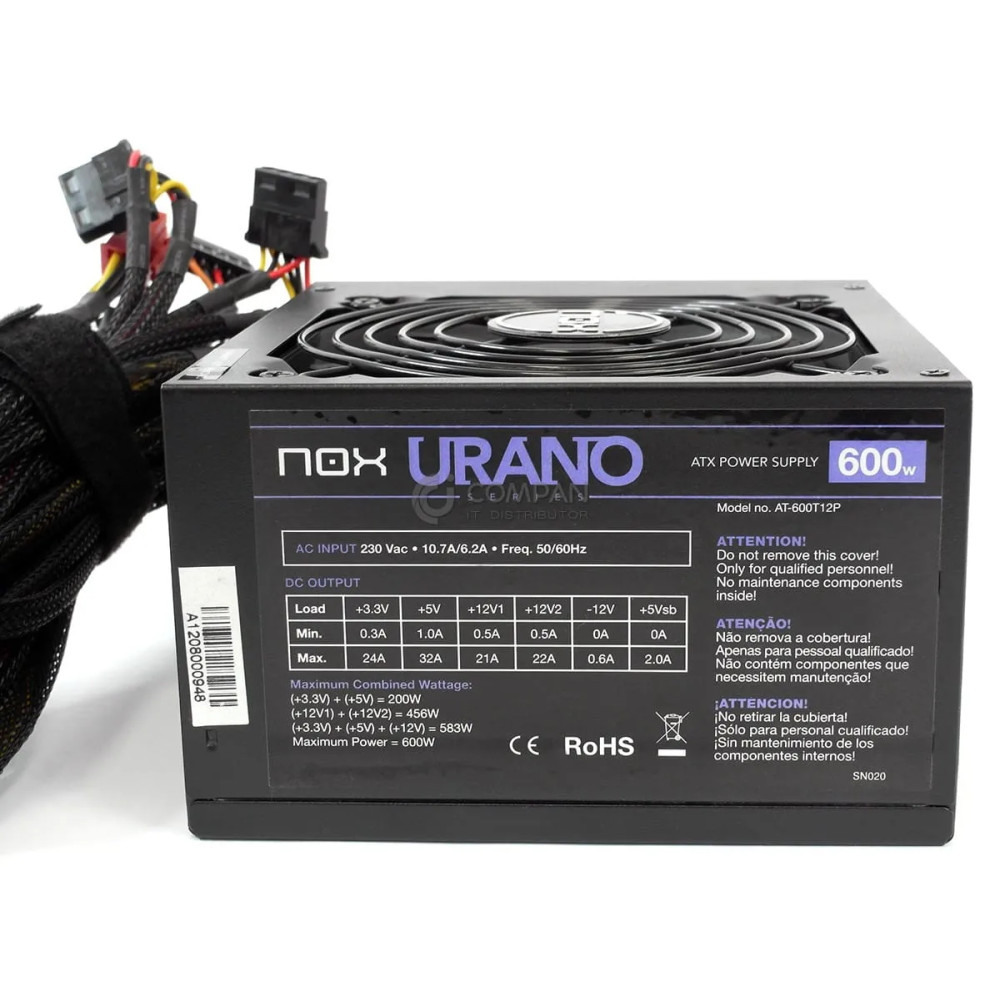 AT-600T12P NOX 600W POWER SUPPLY URANO SERIES