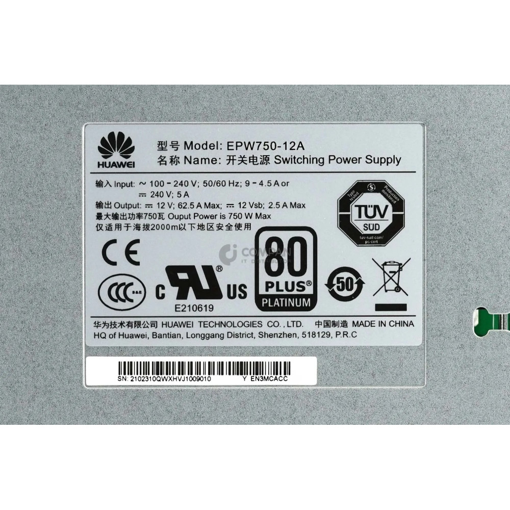 EN3MCACC HUAWEI 750W 80PLUS PLATINUM POWER SUPPLY FOR RH1288 RH2288 V3