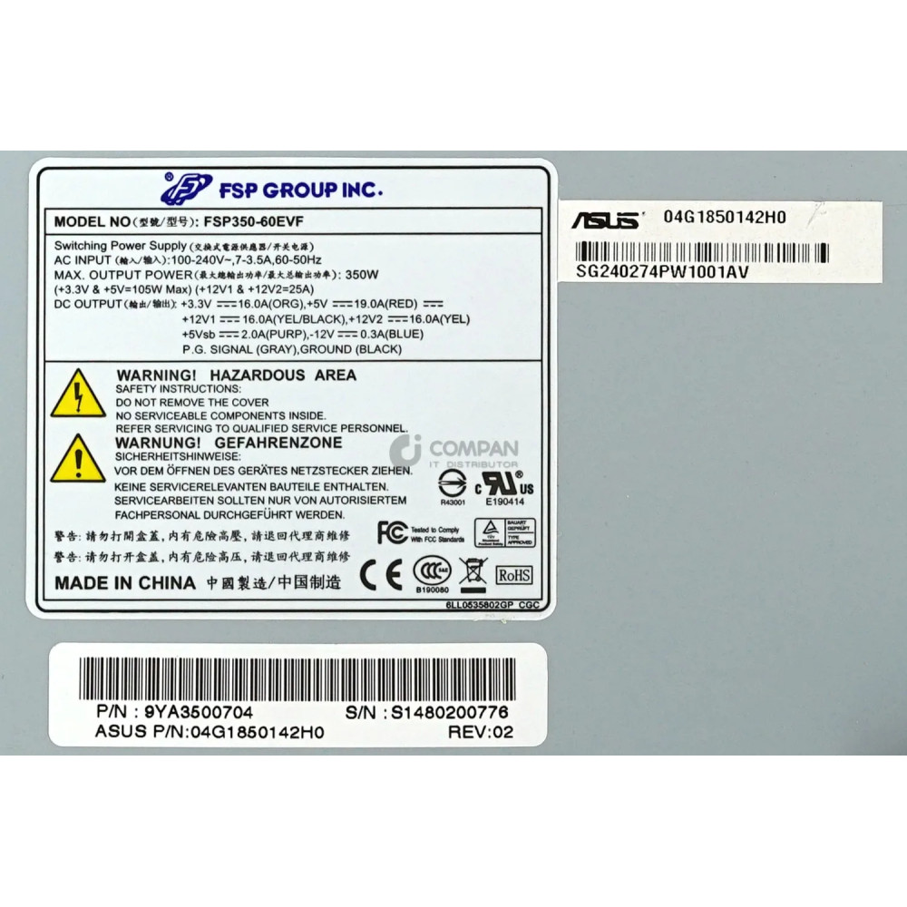 FSP350-60EVF ASUS 350W POWER SUPPLY FOR RS300-E7 PS4