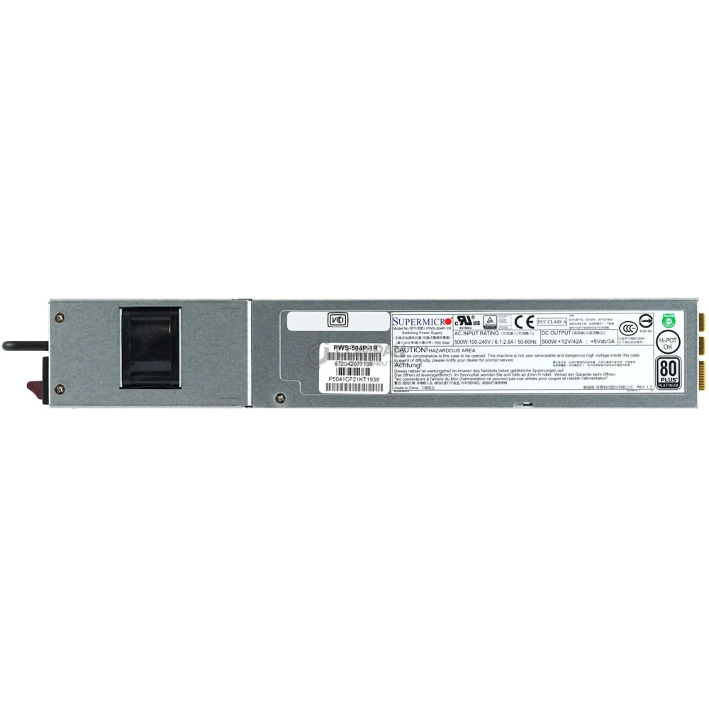 PWS-504P-1R SUPERMICRO 500W 80PLUS PLATINUM POWER SUPPLY