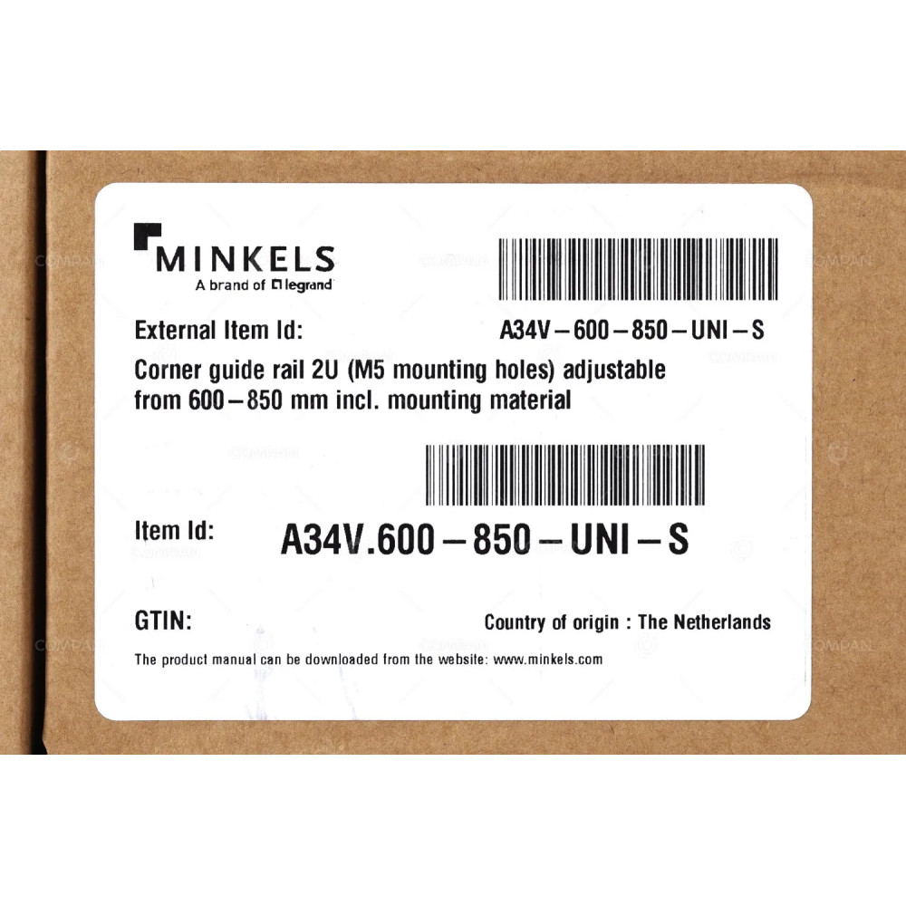 A34V-600-850-UNI-S MINKELS UNIVERSAL RAILS 2U A34V.600-850-UNI-S