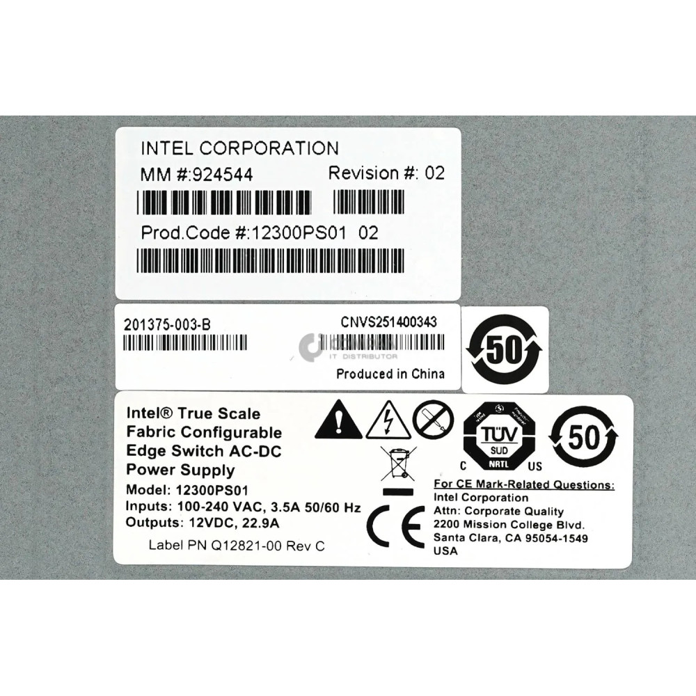 12300PS01 INTEL 275W AC-DC POWER SUPPLY FOR TRUE SCALE FABRIC 12300 924544, 201375-003-B