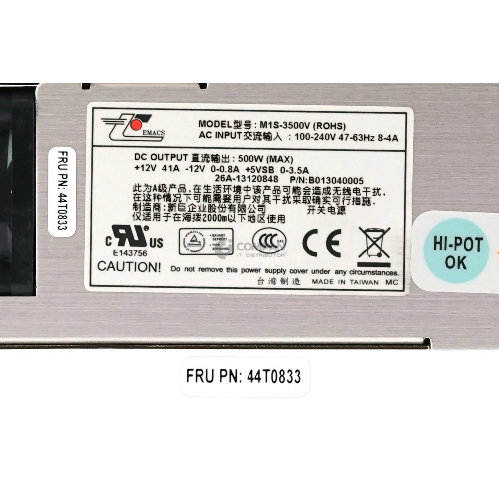 44T0833 IBM 500W POWER SUPPLY FOR IBM LENOVO FLASHSYSTEM 710 810