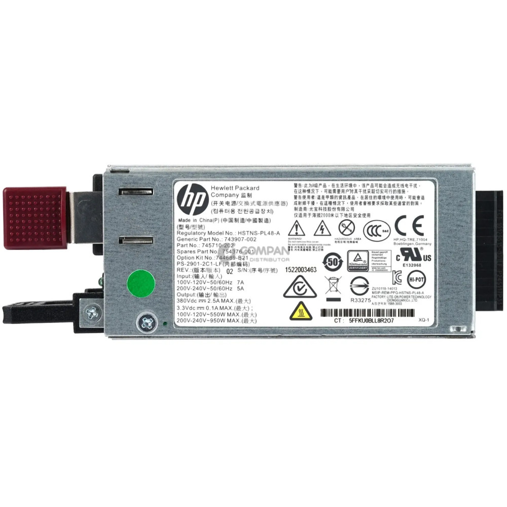 754376-001 HP 950W POWER SUPPLY FOR HP PROLIANT DL120 DL160 G9