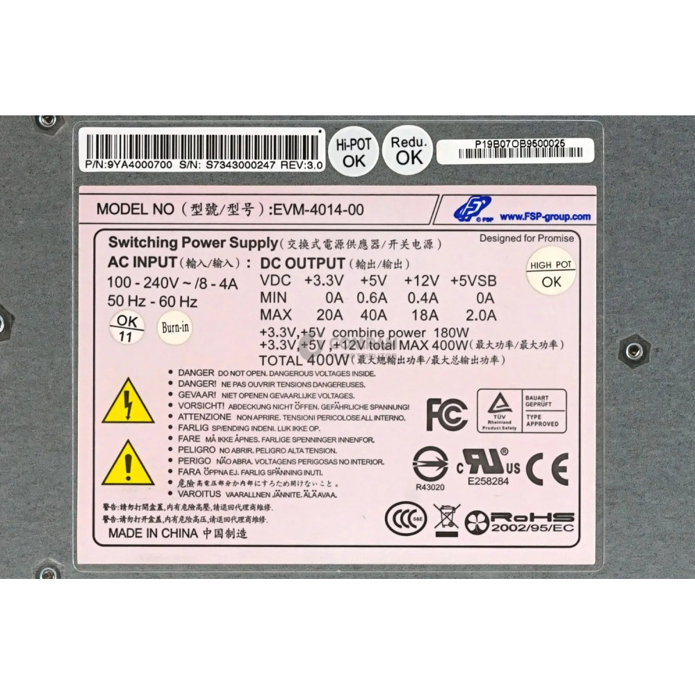 9YA4000700 PROMISE TECHNOLOGY 400W POWER SUPPLY