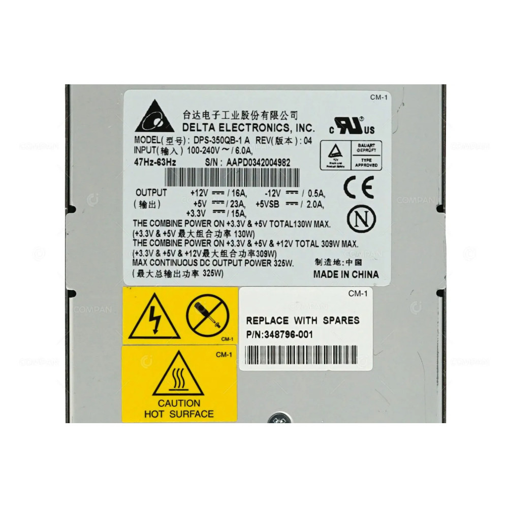 348796-001 HP 325W POWER SUPPLY FOR PROLIANT DL140 DPS-350QB-1