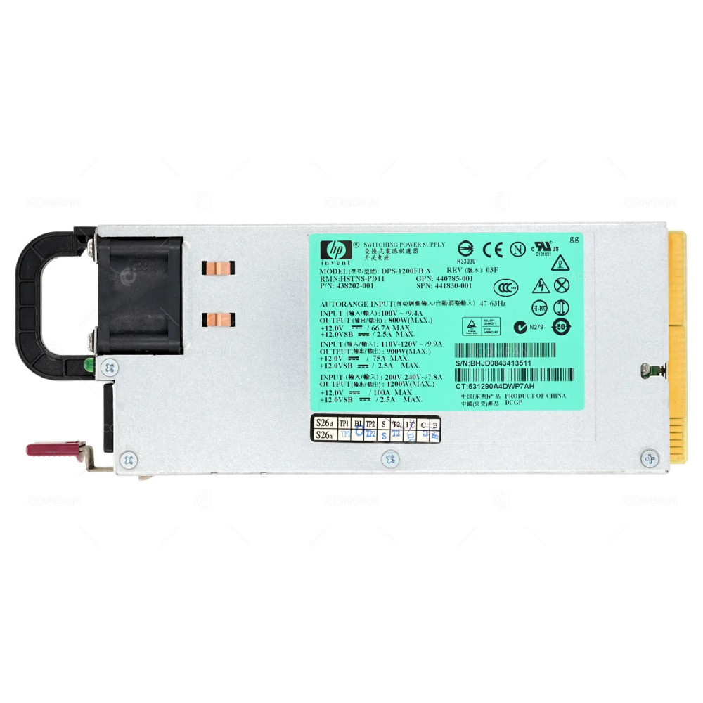 441830-001 HP 1200W POWER SUPPLY FOR DL360 DL380 DL580 G5 G6 G7 6600-24G 4XG SWITCH