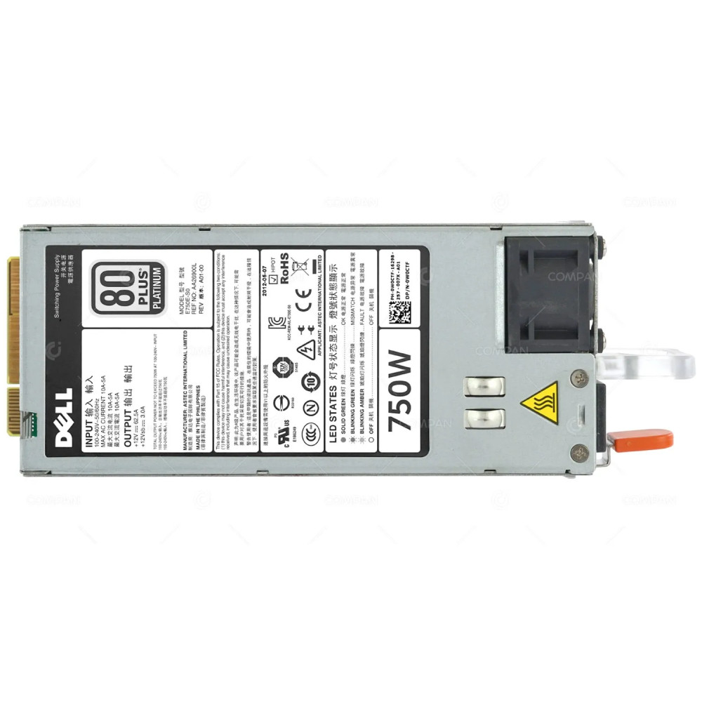 W0CTF DELL 750W PSU 80+ PLATINUM FOR R520/R620/R720/R720XD/T320/T420