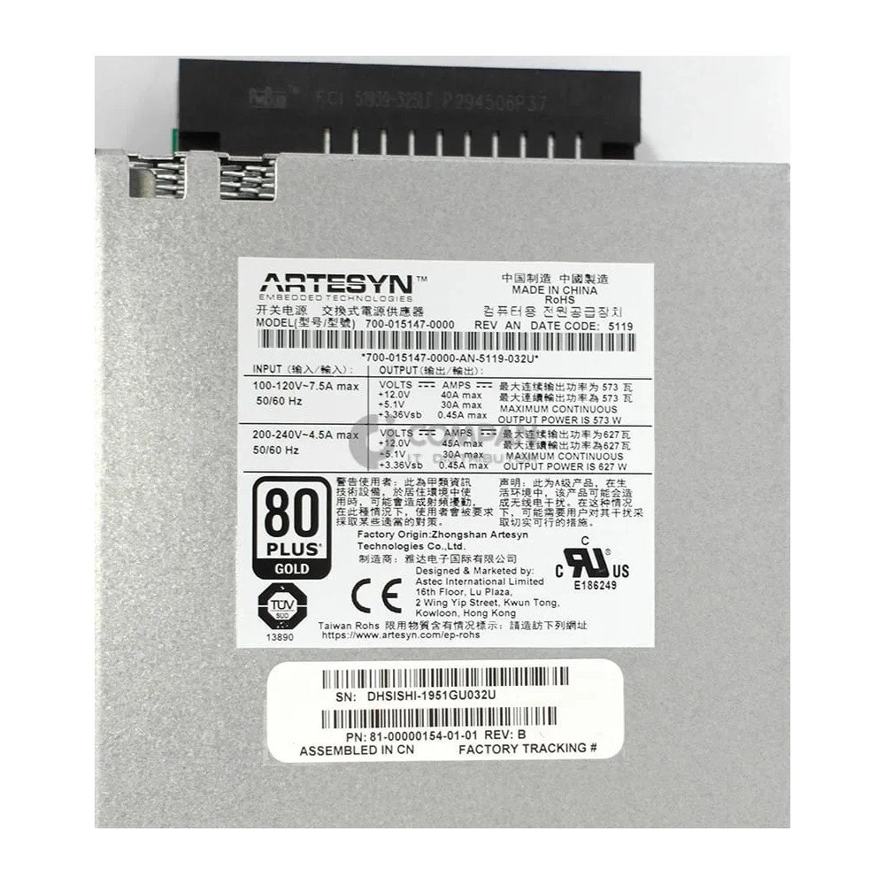 P22194-001 HPE POWER SUPPLY FOR MSA2052 627W -