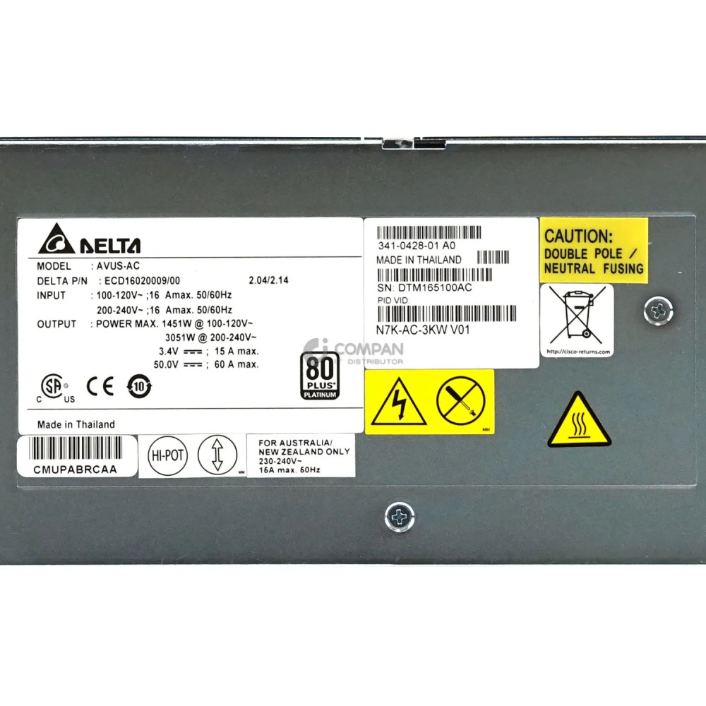 N7K-AC-3KW CISCO 3000W POWER SUPPLY FOR NEXUS 7000 SERIES 341-0428-01