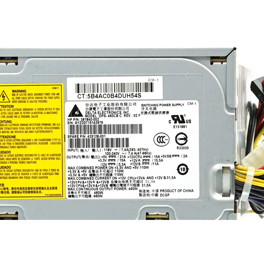 435128-001 HP 460W POWER SUPPLY FOR WORKSTATION XW4300 XW4400 381840-002, DPS-460CB