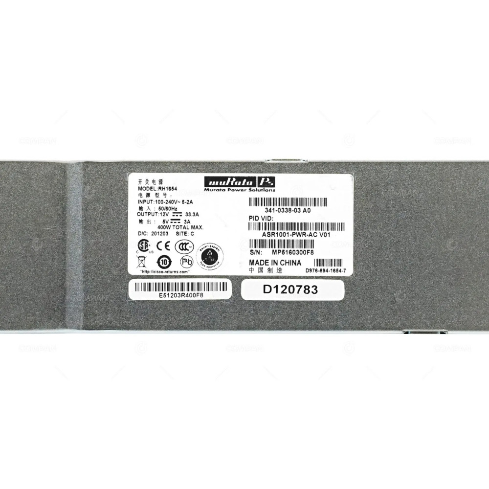 ASR1001-PWR-AC CISCO 400W PSU FOR ASR1001 ROUTER 341-0338-03, RH1654