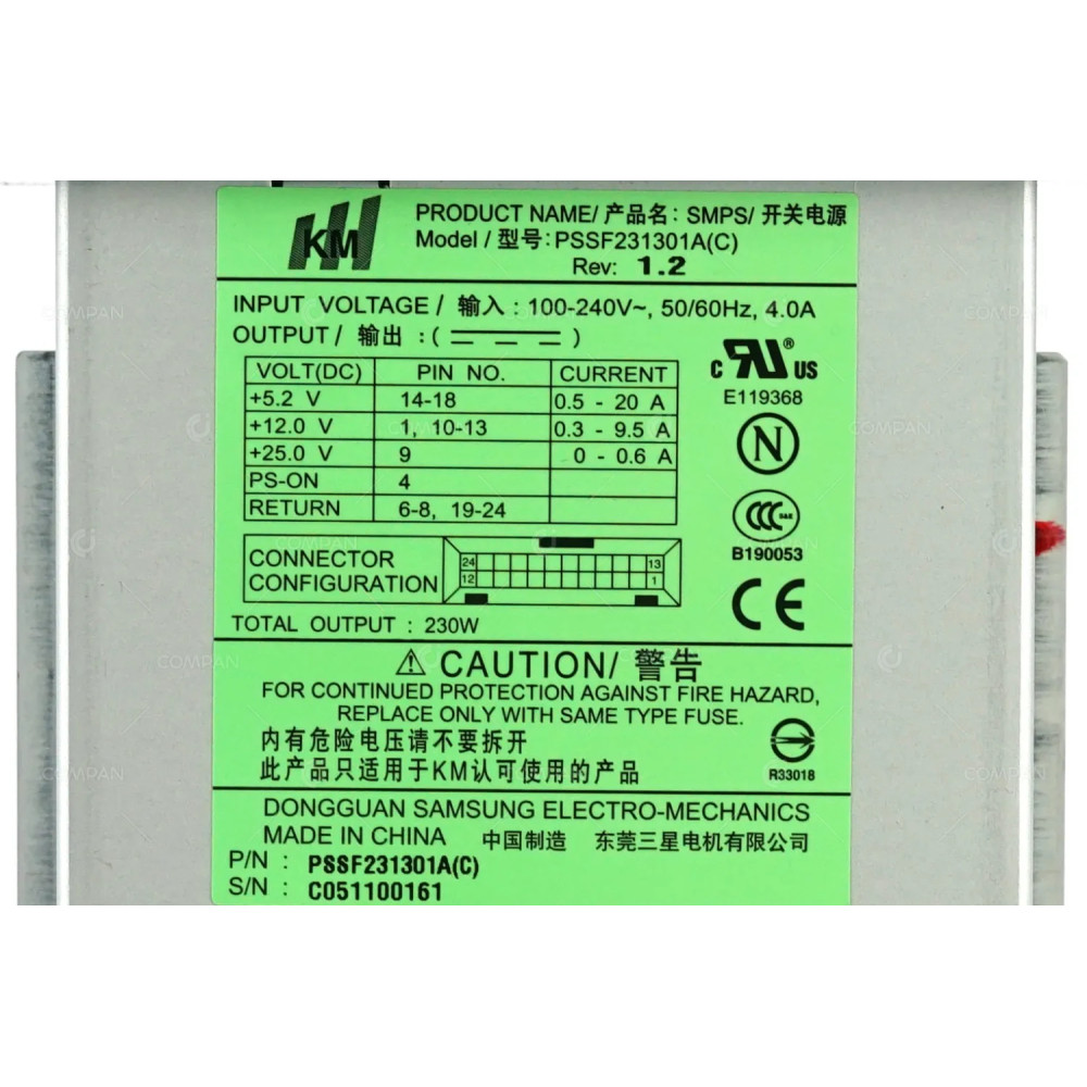 PSSF231301A KM SMPS 230W POWER SUPPLY FOR DELL POWERVAULT 132T PSSF231301A(C), 8-00245-01