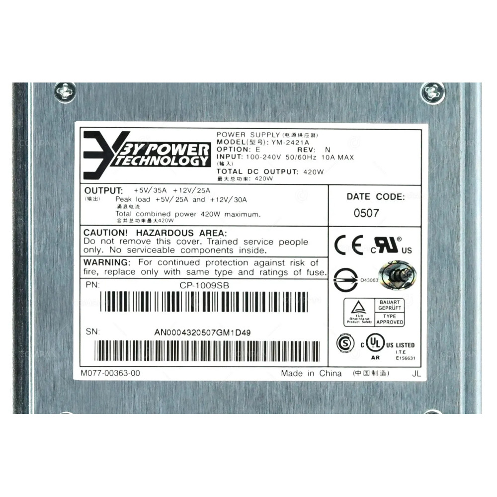 370-6776-01 SUN MICROSYSTEMS 420W POWER SUPPLY FOR STOREDGE SERVER 3310 3500