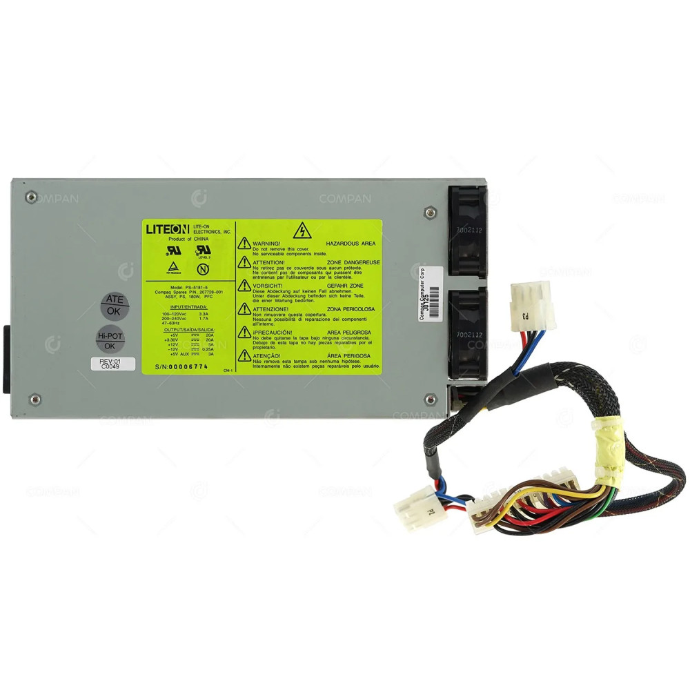 207728-001 HP COMPAQ 180W POWER SUPPLY FOR PROLIANT DL320 G1 PS-5181-5