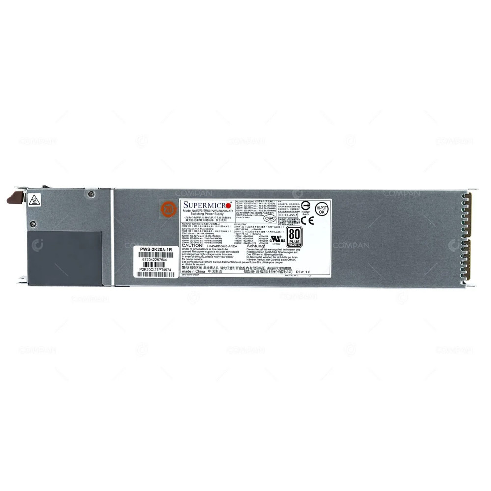 PWS-2K20A-1R / SUPERMICRO 2200W POWER SUPPLY 80+ TITANIUM 1U HOT-PLUG